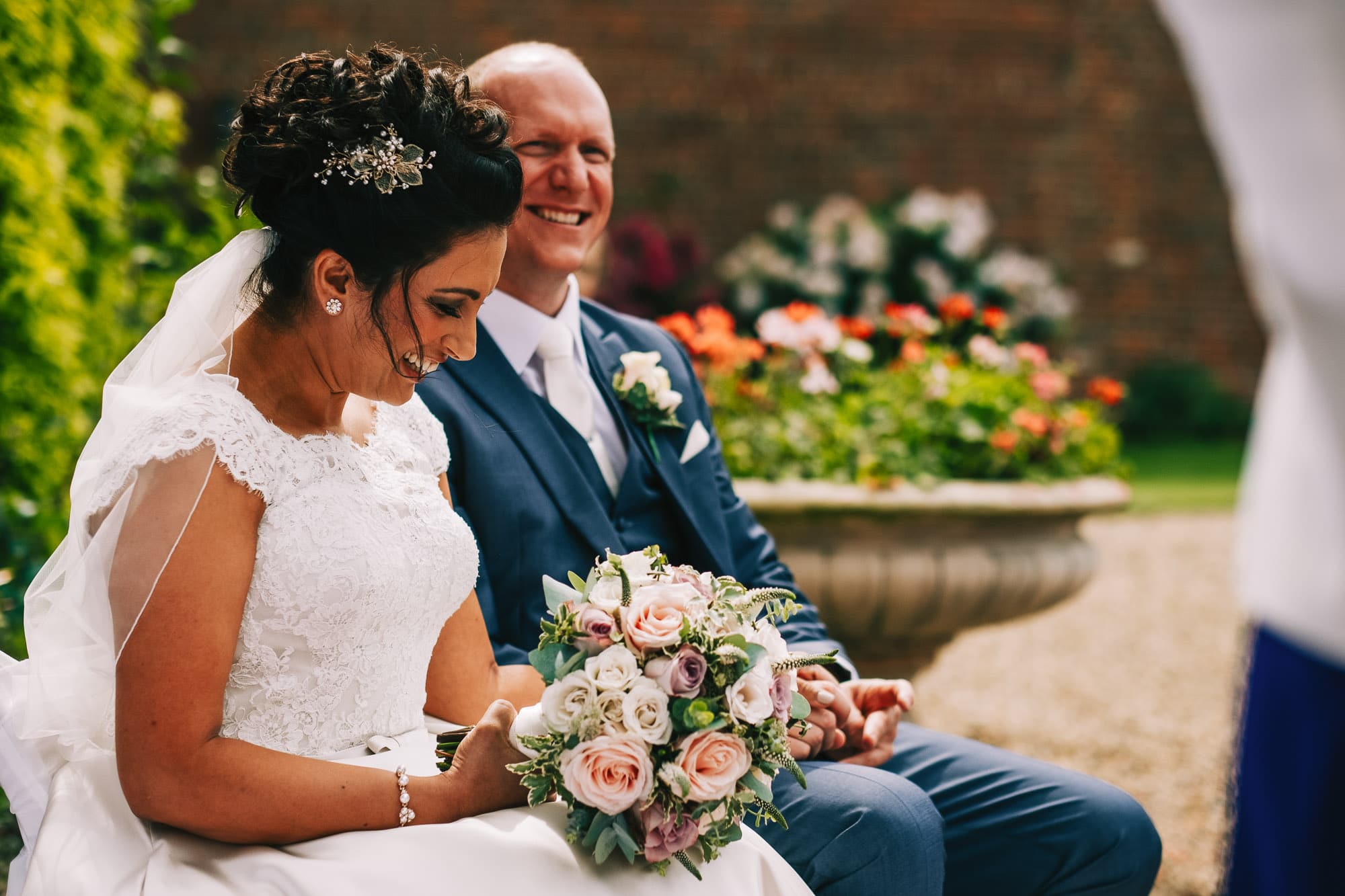 Bride laughing during the ceremony