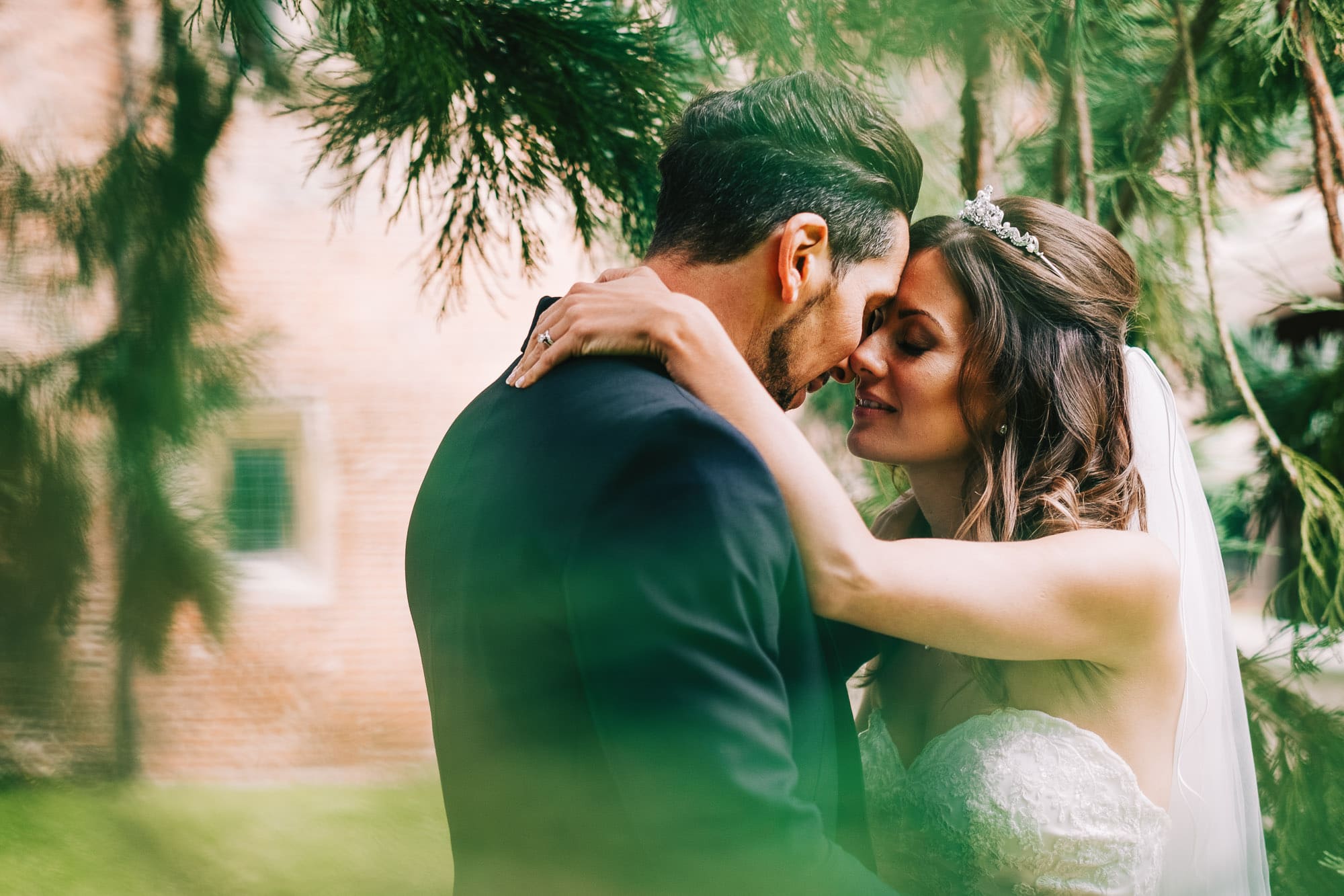 Bride and groom share a quiet moment together