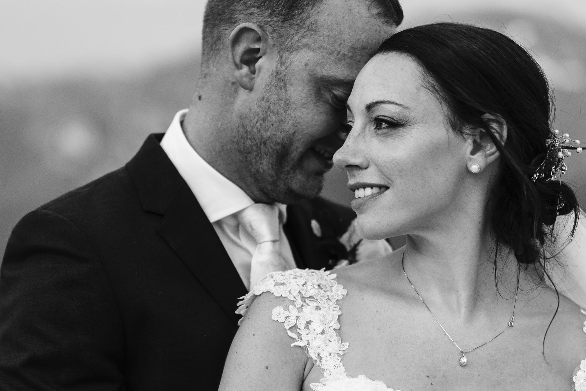 Bride and groom on roof of Villa Eva in Ravello