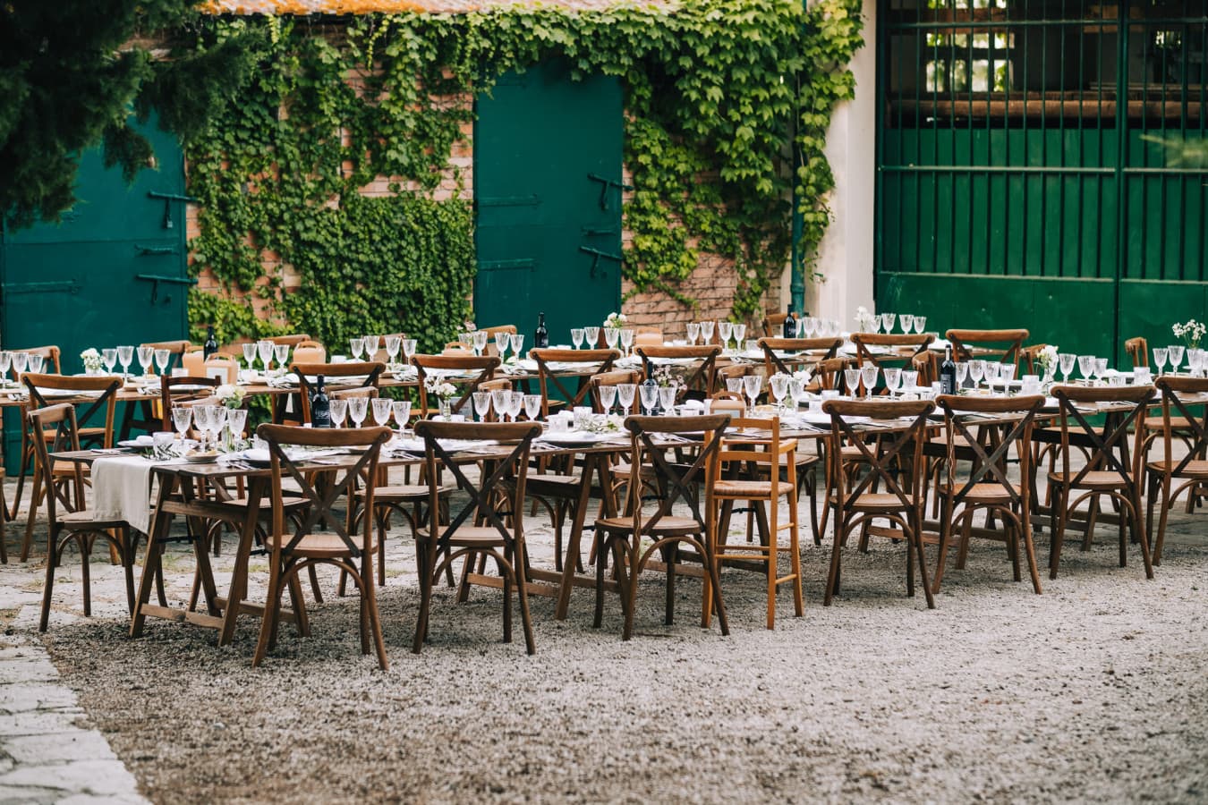 Wedding breakfast tables at Agriturismo La Dogana