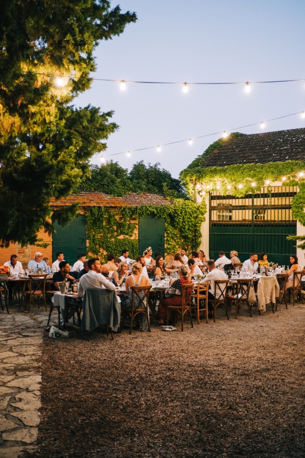 Night shot of the wedding breakfast table