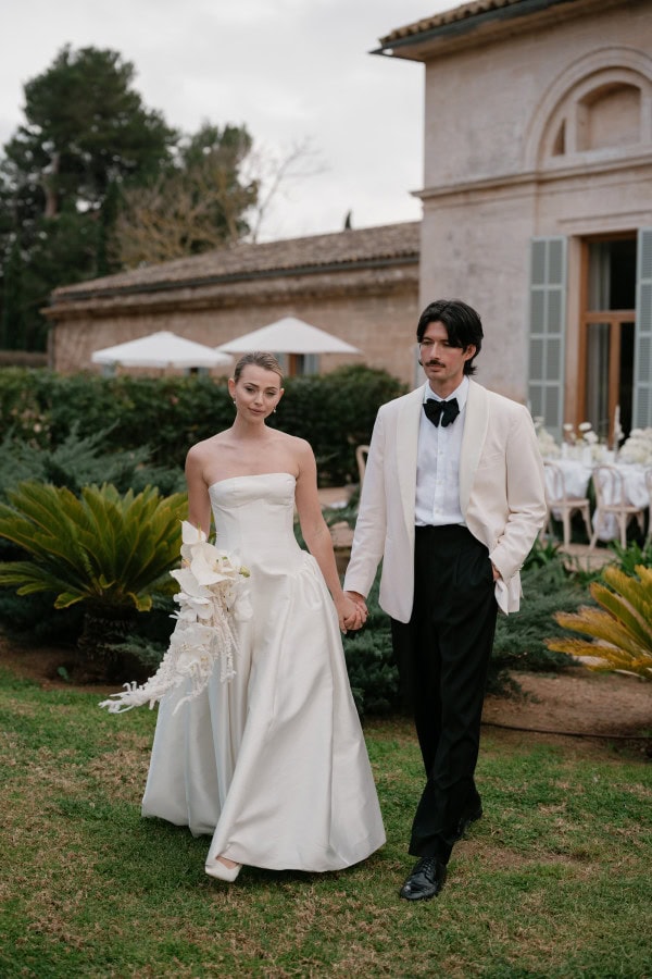 Bride and groom in the gardens at Fontsanta Hotel