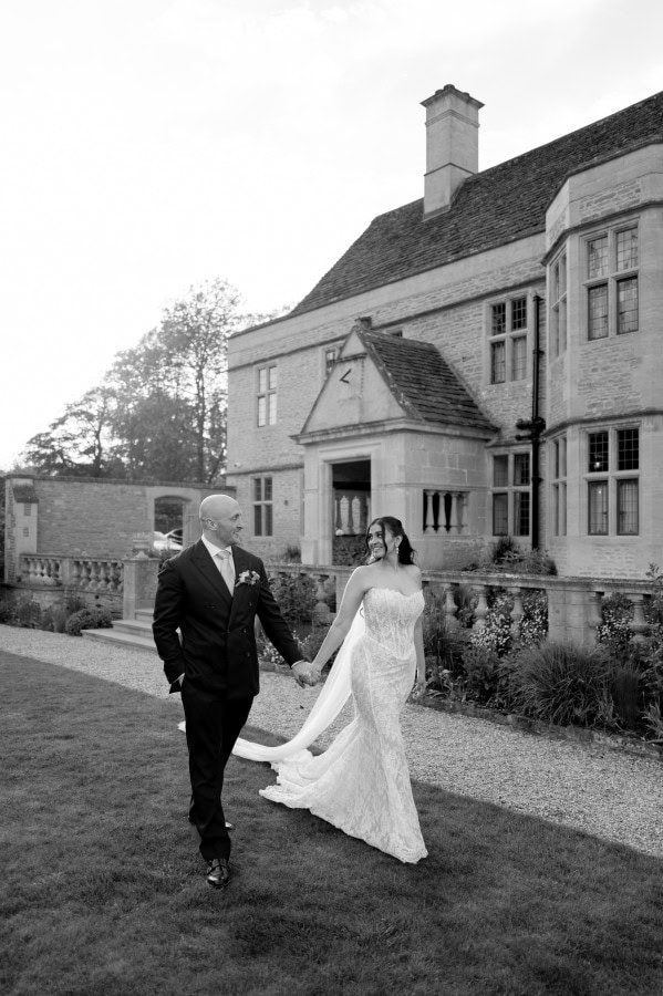 Aarti & Jayke walking during golden hour at Kin House